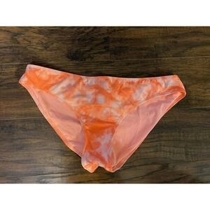 PINK Victorias Secret Coral Orange Tie Dye Bikini Bottoms, L